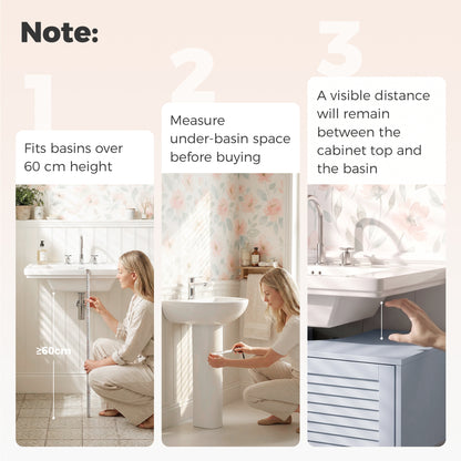 HOMCOM Under Sink Bathroom Cabinet Adjustable Shelf Under Sink Cabinet 2 Louvered Doors, Grey