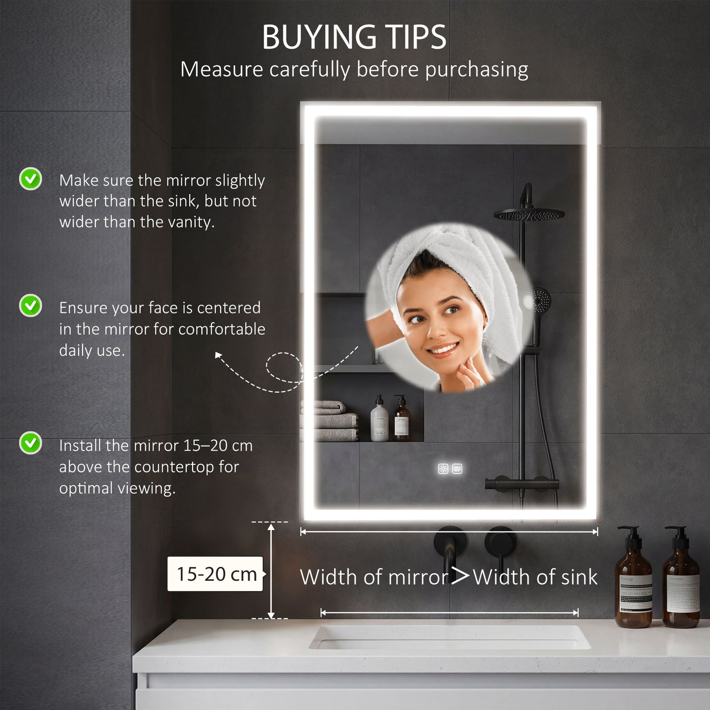 HOMCOM LED Mirror Bathroom Cabinet, with Shaver Socket