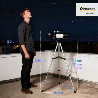 Outsunny Astronomy Telescope for Adults and Beginners with 70 mm Aperture, Carry Bag, White