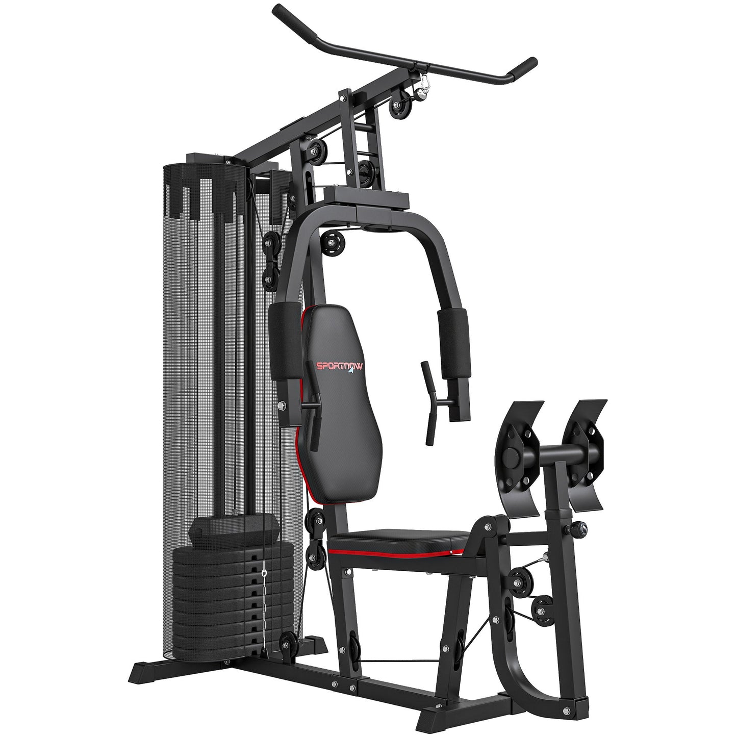 SPORTNOW Weights Machine, Multi Gym with 45kg Weight Stack, Compact Home Gym Leg Press Machine for Full Body Training