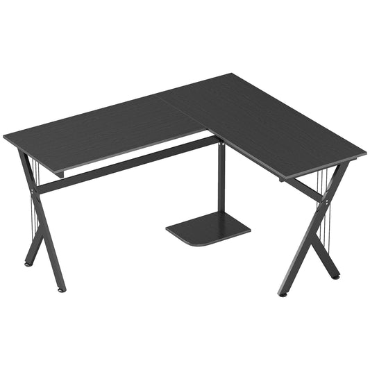 HOMCOM L Shaped Gaming Desk, 155 x 130cm Corner Computer Desk with CPU Stand for Home Office, Study Workstation, Black