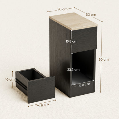 HOMCOM Set of Two Modern Storage Bedside Tables - Black