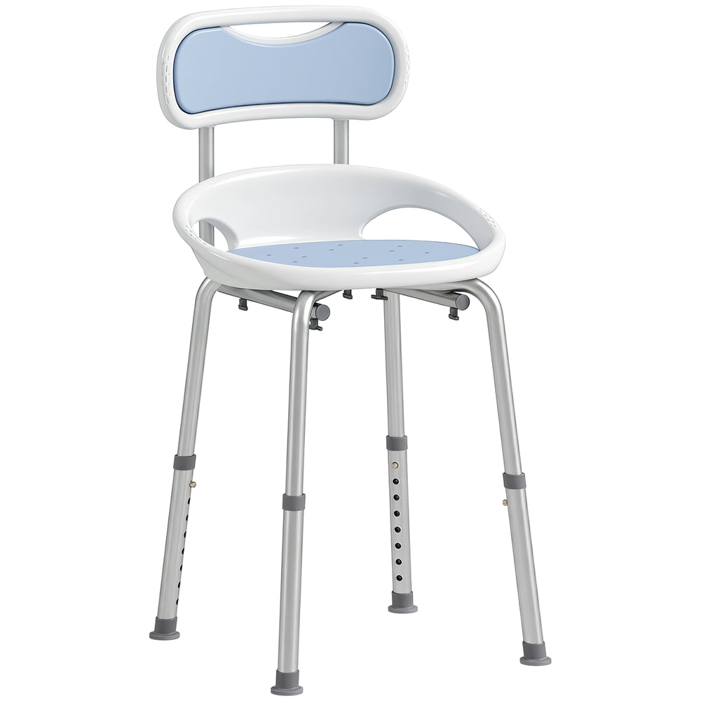 HOMCOM Shower Chair with Padded Seat Adjustable Height Shower Stool Bath Seat with Back and Anti-Slip Feet
