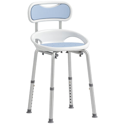 HOMCOM Shower Chair with Padded Seat Adjustable Height Shower Stool Bath Seat with Back and Anti-Slip Feet