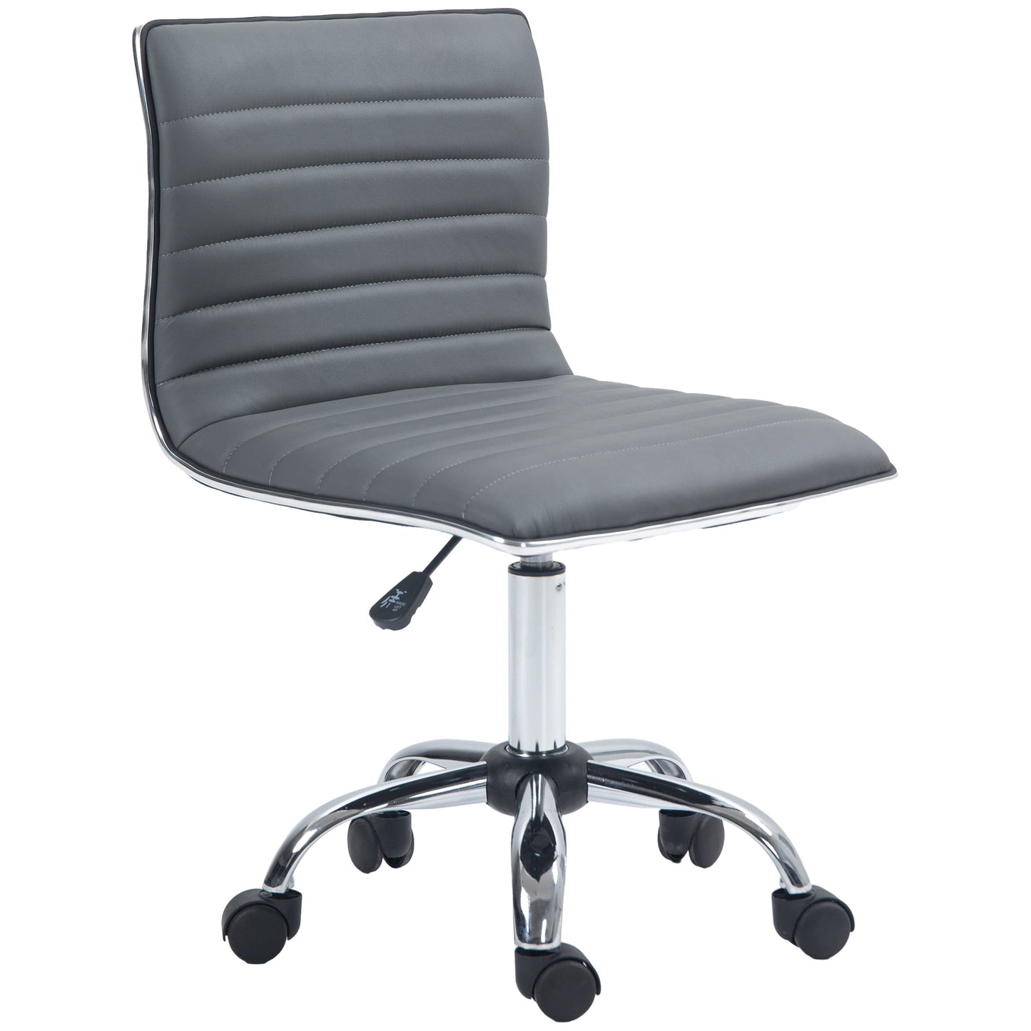 Vinsetto Adjustable Swivel Office Chair with Armless Mid-Back in PU Leather and Chrome Base - Dark Grey