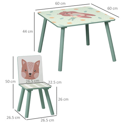 ZONEKIZ Kids and Table Chairs, Children’s Desk with Two Chairs, مجموعة أثاث للأطفال الصغار، للأعمار من 3 إلى 6 سنوات - أخضر