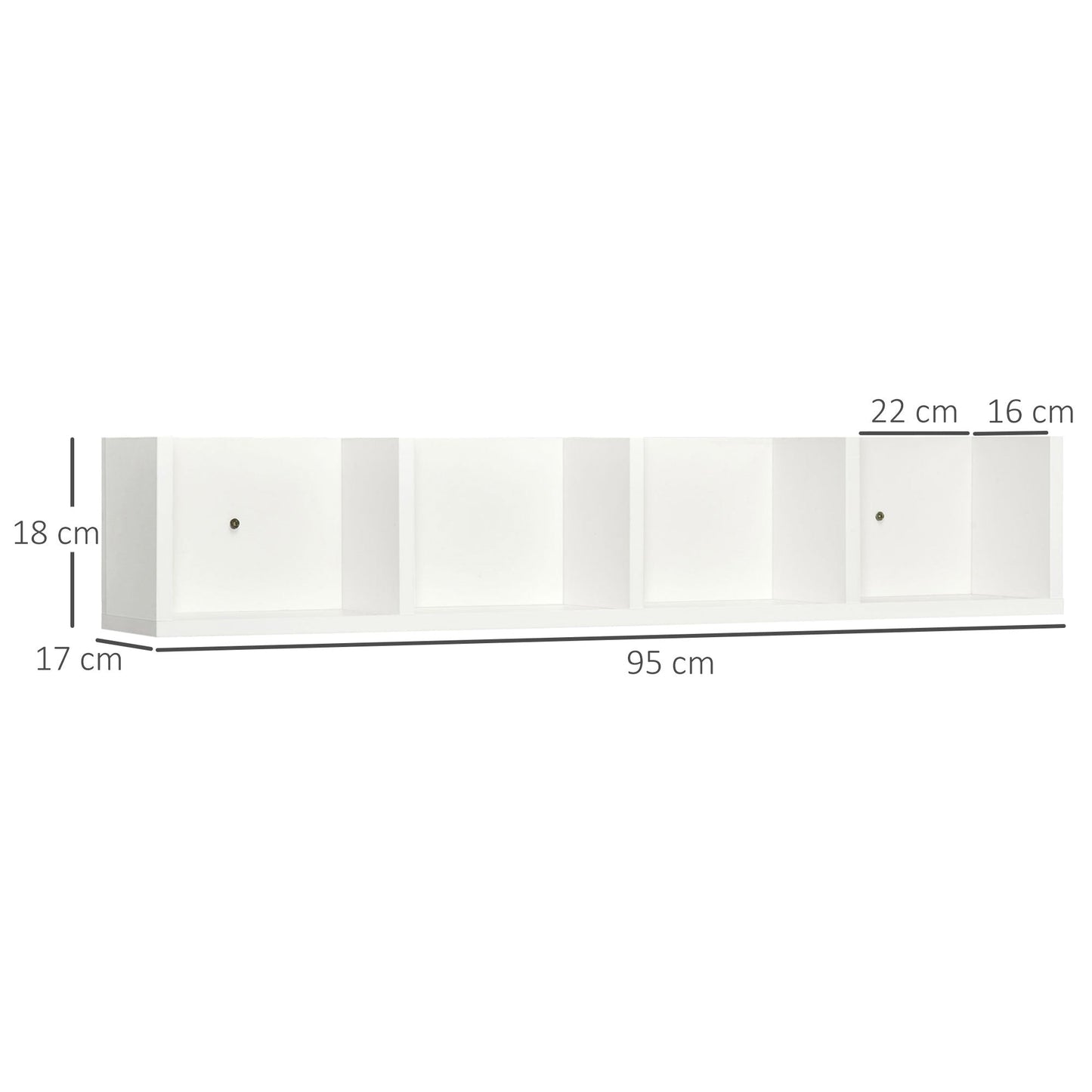 HOMCOM Wall Mount 84 CD / 56 DVD/Blu-ray/ Media Storage Rack 4 Cubes, Wooden Shelf Organiser Unit Bookcase Display, Set of 2, White