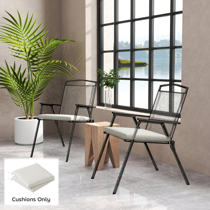 Outsunny Outdoor Seat Cushions Set of 2 with Ties, Waterproof Garden Seat Pads, Cream White