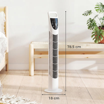 HOMCOM Tower Fan Oscillating 3 Speeds 3 Winds 40W w/ RC Timer Quiet - White