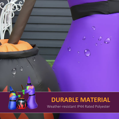 HOMCOM 1.8m Inflatable Halloween Lawn Decoration with LED Witches Around A Black Cauldron Outdoor Air Blown Holiday D√É¬©cor