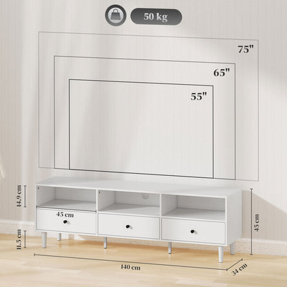 HOMCOM Multi-Storage Minimal TV Stand - White