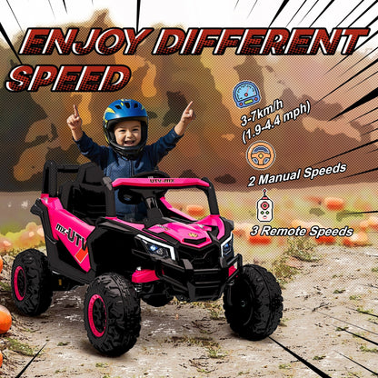 AIYAPLAY 12V Kids Ride On Car with Remote Control, Kids Electric Car with Suspension System, Music, for Kids 3-5 Years, Pink