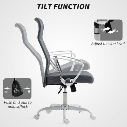 HOMCOM Fabric High Back Office Chair - Grey