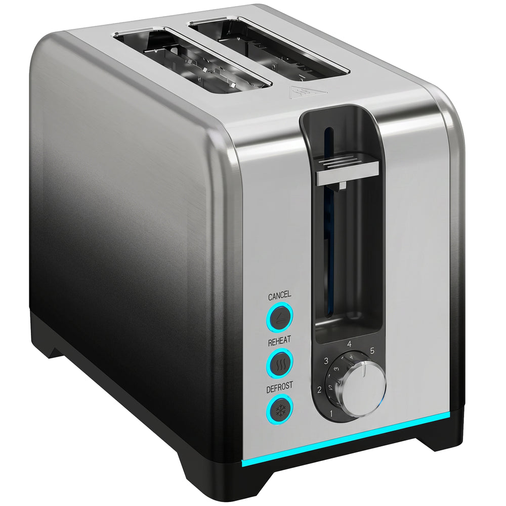 HOMCOM 2 Slice Toaster with 7 Browning Levels, Reheat, Defrost and Cancel Functions