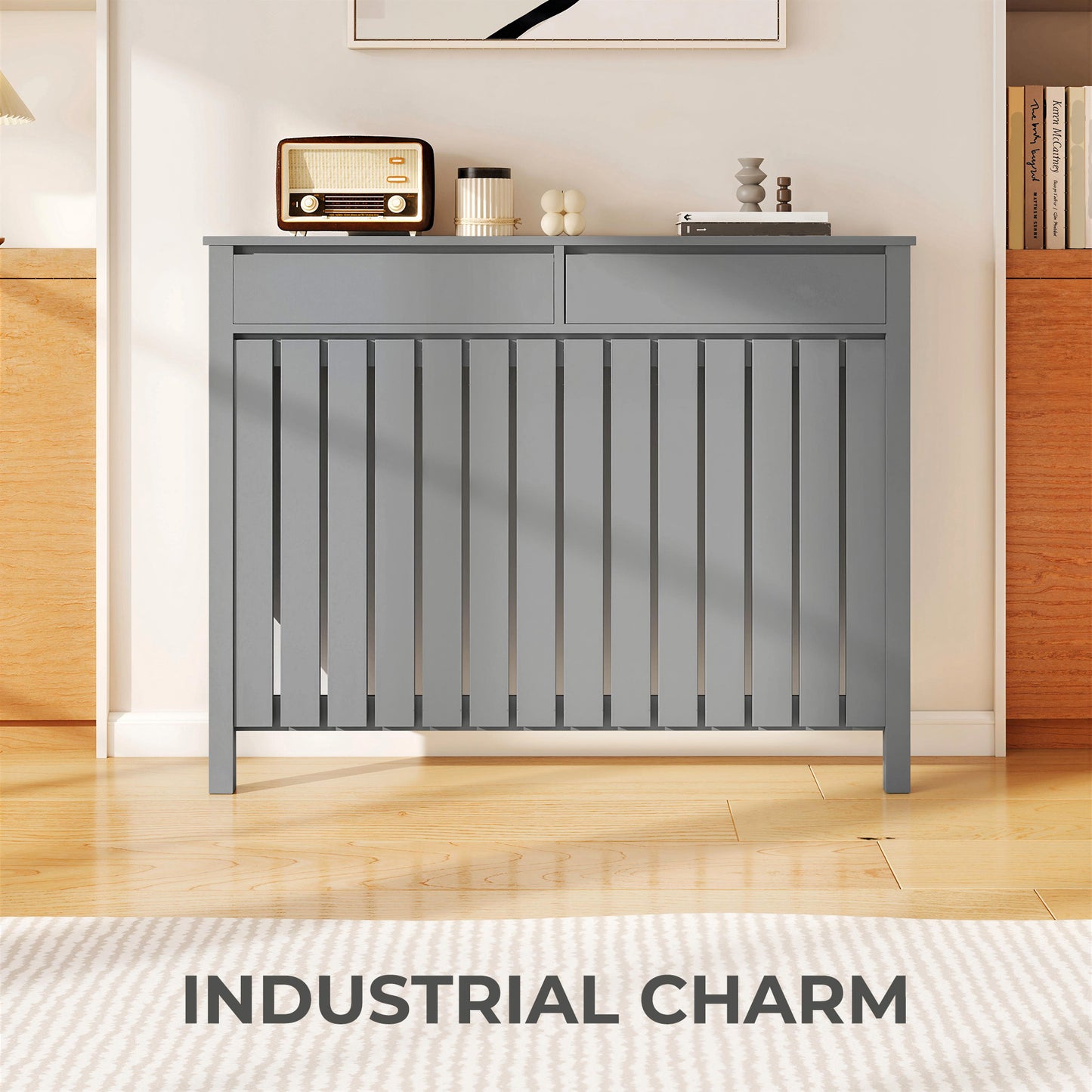 HOMCOM 93 x 119cm Modern Radiator Cover - Grey