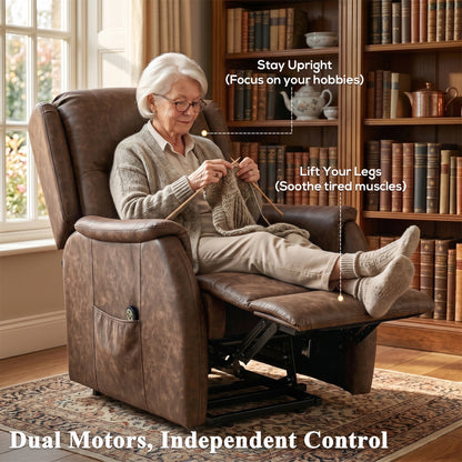HOMCOM Power Lift Recliner Chair, Dual Motor Electric Lift Chair for Elderly with Remote Control, Brown