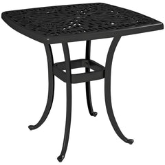 Outsunny Outdoor Garden Table with 38mm Dia. Umbrella Hole, Cast Aluminium Patio End Table with Anti-slip Foot Pads for Garden, Patio, Balcony, 54 x 52.5cm, Black