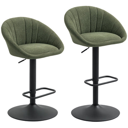 HOMCOM Set of Two Relaxed Tub Bar Stools - Dark Green