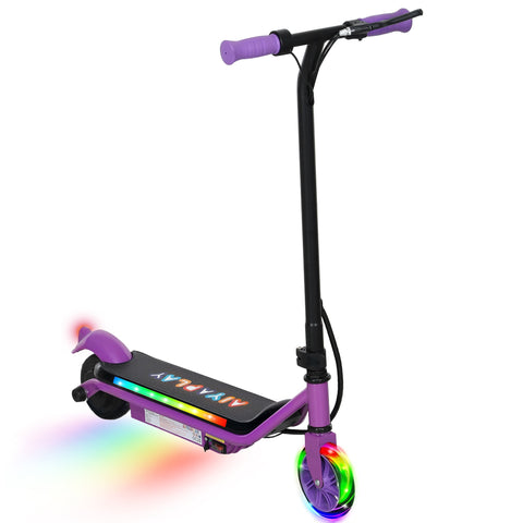 AIYAPLAY Electric Scooter for Kids Aged 6-14 Years, with Colourful Lights, Purple
