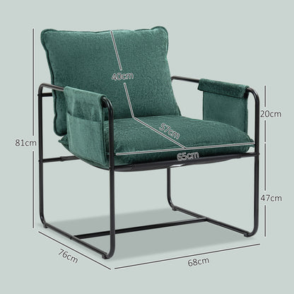 HOMCOM Minimal Padded Accent Chair, with Pockets - Green