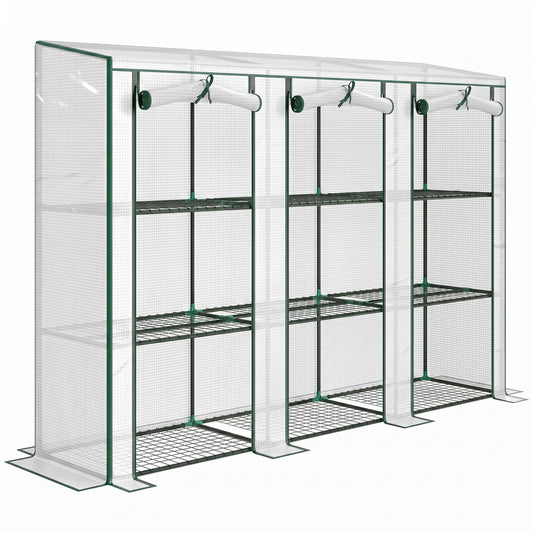 Outsunny 46 x 215 cm Nine-Shelf Greenhouse - White