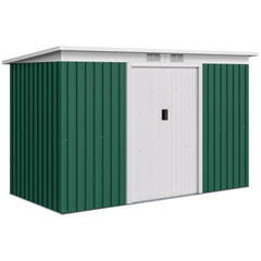 Outsunny 9ft x 4ft Metal Garden Shed, Outdoor Tool House with Foundation Kit, Ventilations and Double Doors, Deep Green