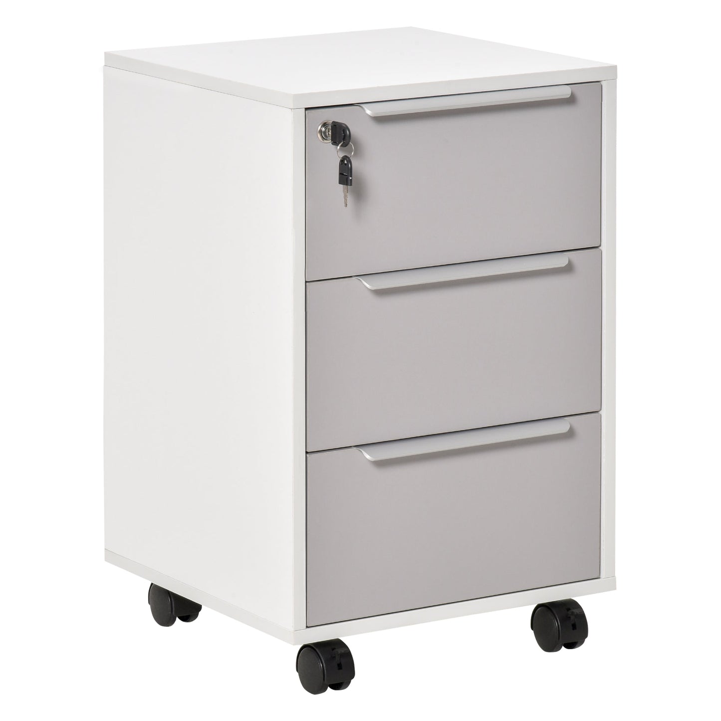 HOMCOM Three-Drawer Locking Filing Cabinet - Grey/White