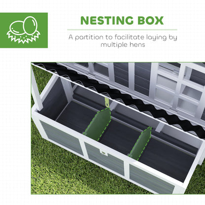 PawHut 2-Piece Wooden Chicken Coop and Run Set, Poultry Run Cage with Nesting Box, Slide-Out Tray, Roof, Perch