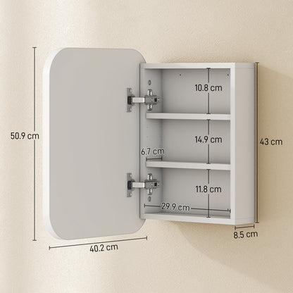 HOMCOM Bathroom Medicine Cabinet with Mirror, Bathroom Wall Cabinet with Adjustable Shelves, Soft Close Hinges, White