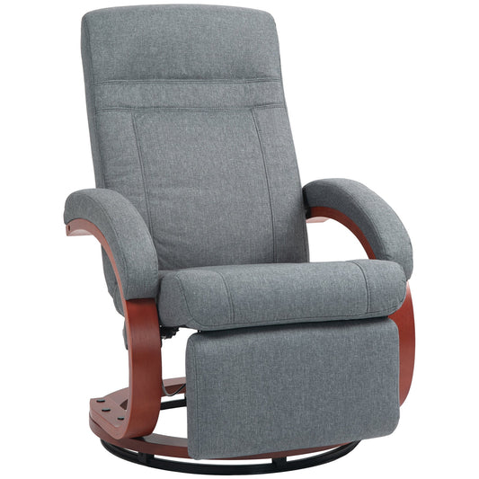 135° Manual Reclining Swivel Chair, with Footrest - Grey