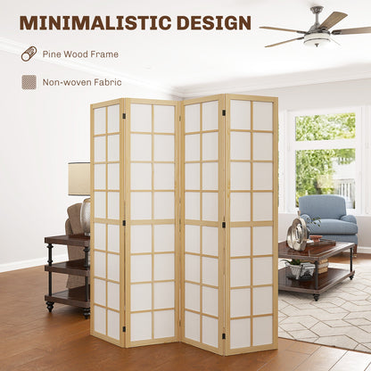 HOMCOM 4 Panel Folding Room Divider, Freestanding Room Separator, Indoor Privacy Screen for Living Room, Bedroom, 160 x 170cm