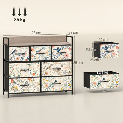 HOMCOM 7-Drawer Chest of Drawers - White