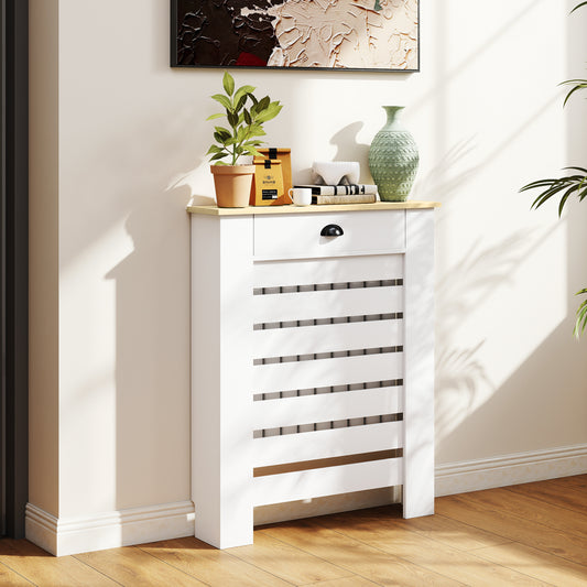 HOMCOM 95.5H x 78Wcm Radiator Cover, with Drawer - White