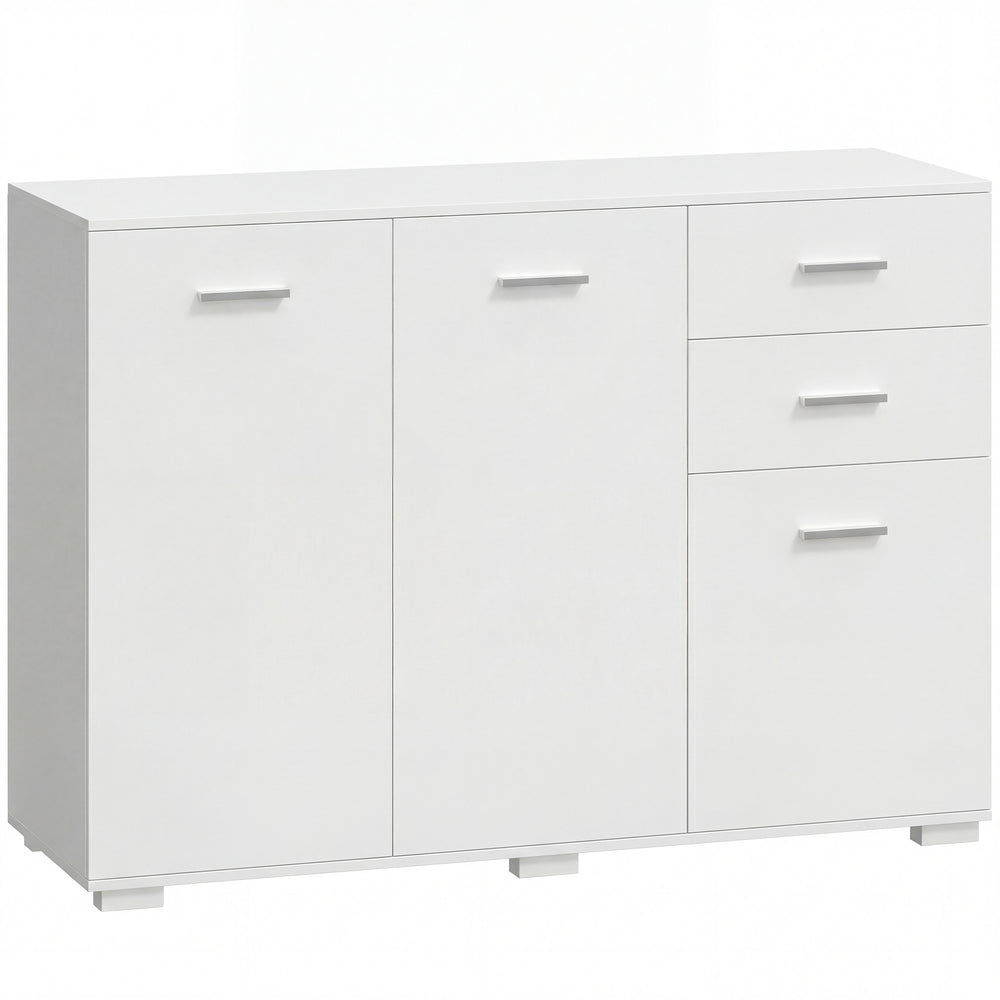 HOMCOM Sideboard, Modern Storage Cabinet with 2 Drawers, 3 Doors and Adjustable Shelves, White