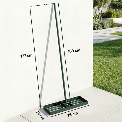 Outsunny Lawn Levelling Rake, 76 x 26 cm Lawn Leveller Lute with 169 cm Handle for Grass Soil Sand Yard Golf Course