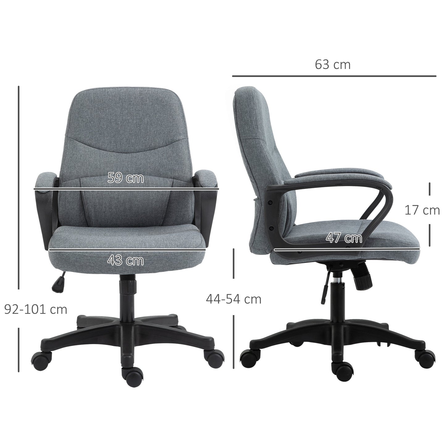 Vinsetto Office Chair with Massager Lumbar High Back Ergonomic Support Office 360° Swivel Chairs Adjustable Height Backrest Grey