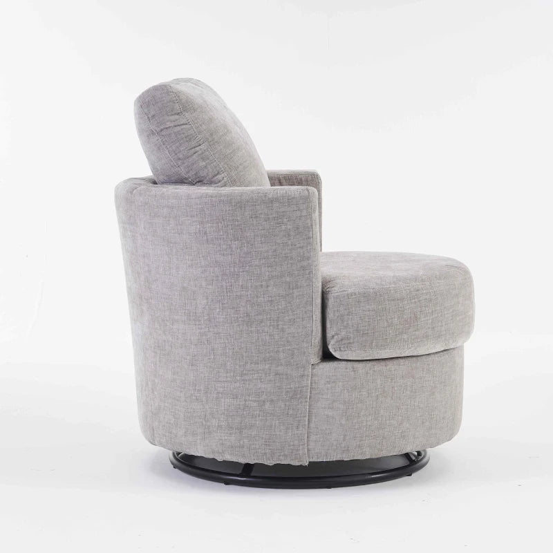 Chenille Swivel Recliner with Back Cushion, Thick Foam Pad, 360° Rotation, 78.5x83x86 cm, Light Grey