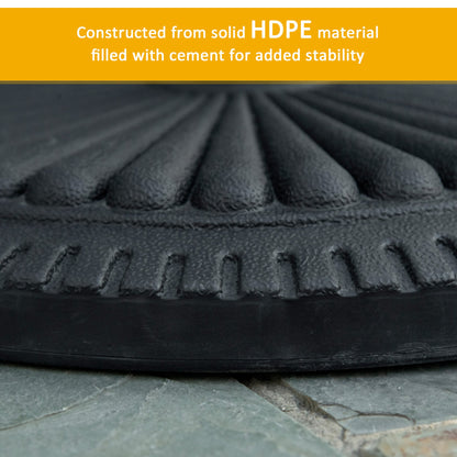 Outsunny 14kg Round Cement Parasol Base Umbrella Weight Stand Holder Fits â35mm,â38mm,â48mm Pole for Patio Outdoor Garden - Black