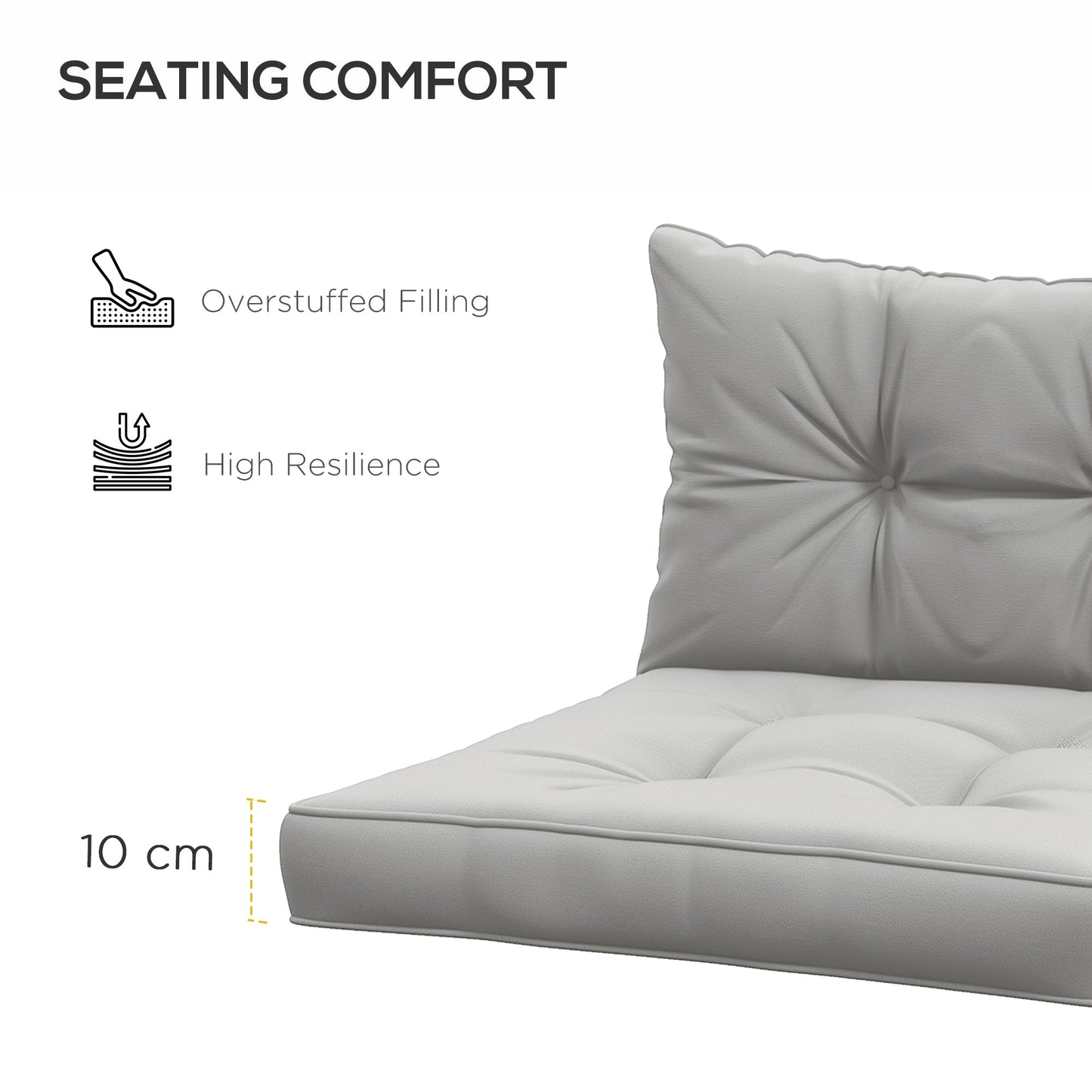 Outsunny 4-Piece Seat Cushions Back Pillows Replacement, Patio Chair Cushions Set for Indoor Outdoor, Light Grey