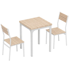HOMCOM Three-Piece Minimal and Compact Dining Set, Oak Wood Effect