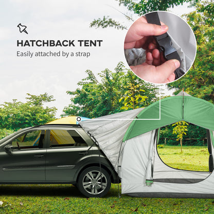 Outsunny SUV Car Tent for Camping, Waterproof PU2000mm, 5 Man Tailgate Tent, 2.4 x 2.1 m, Grey and Green