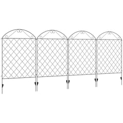 Outsunny Decorative Garden Fencing, 43in x 11.5ft Outdoor Picket Fence Panels, 4PCs Rustproof Metal Wire Landscape Flower Bed Border Edging, Black