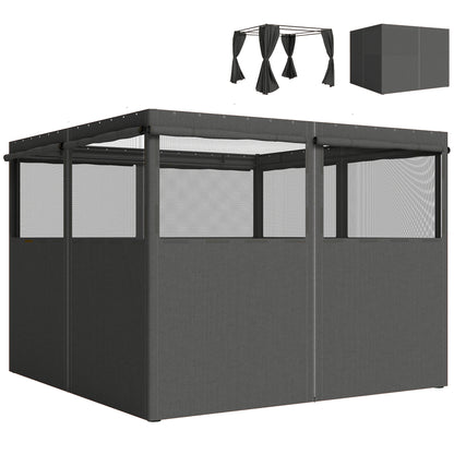 Outsunny 4 Pack Replacement Gazebo Curtains Privacy Panel for Most 3 x 3 m Gazebo, Outdoor Shelter Sidewalls, Dark Grey