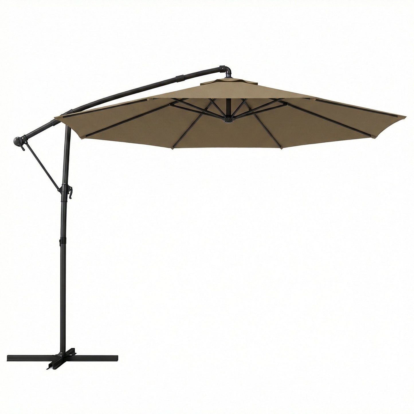 Outsunny 3 m Garden Cantilever Parasol with Cover, Round Overhanging Umbrella with 360 degrees Rotation, Tilt, Khaki