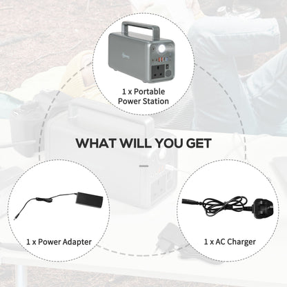 محطة طاقة محمولة من Outsunny، 230.4 وات في الساعة/72000 مللي أمبير في الساعة، ثلاثة أوضاع شحن، بطارية احتياطية بموجة جيبية نقية