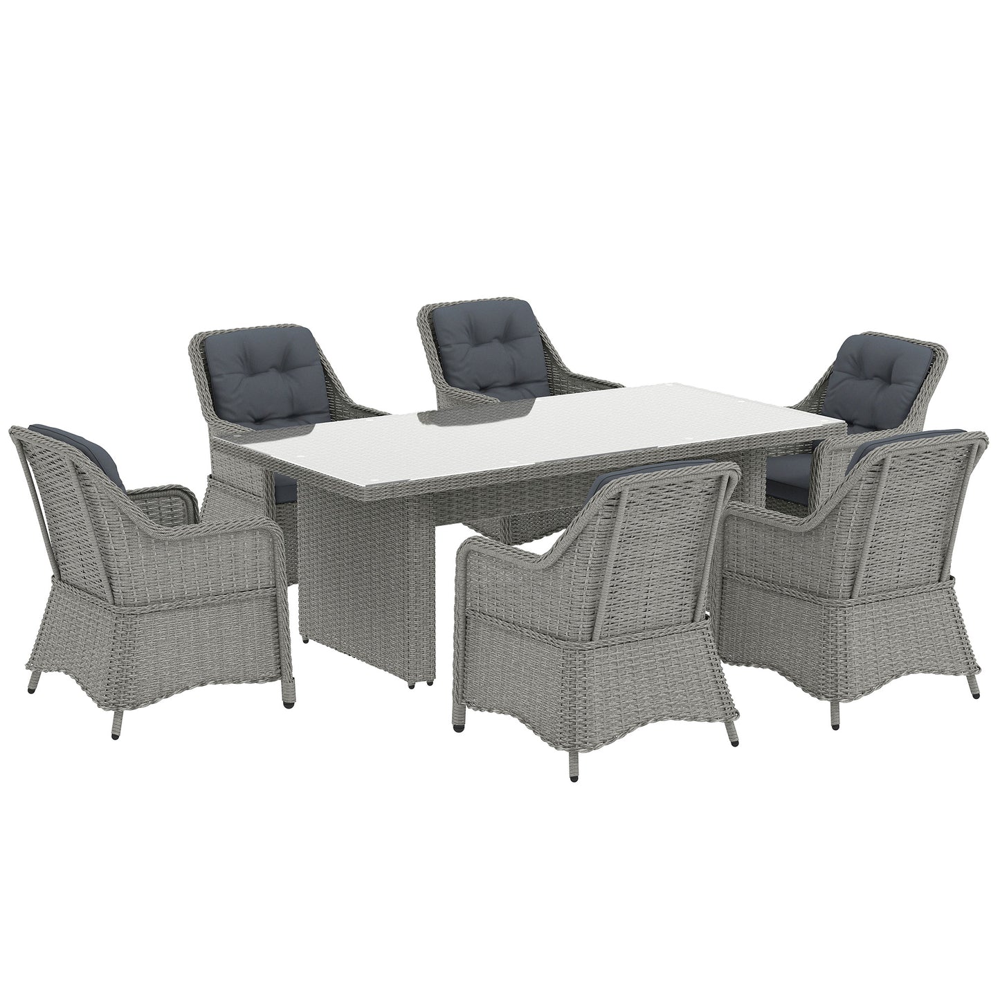 Outsunny Seven-Piece Rattan Dining Set - Mixed Grey