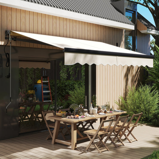 Outsunny 2.5 x 2m Electric Awning with Remote Controller, Aluminium Frame Retractable Awning, Beige
