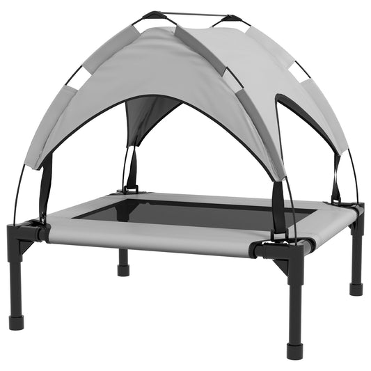 PawHut Cooling Raised Pet Bed w/ Washable Breathable Mesh, for Small Medium Dogs, 76 x 61 x 69.5cm - Light Grey