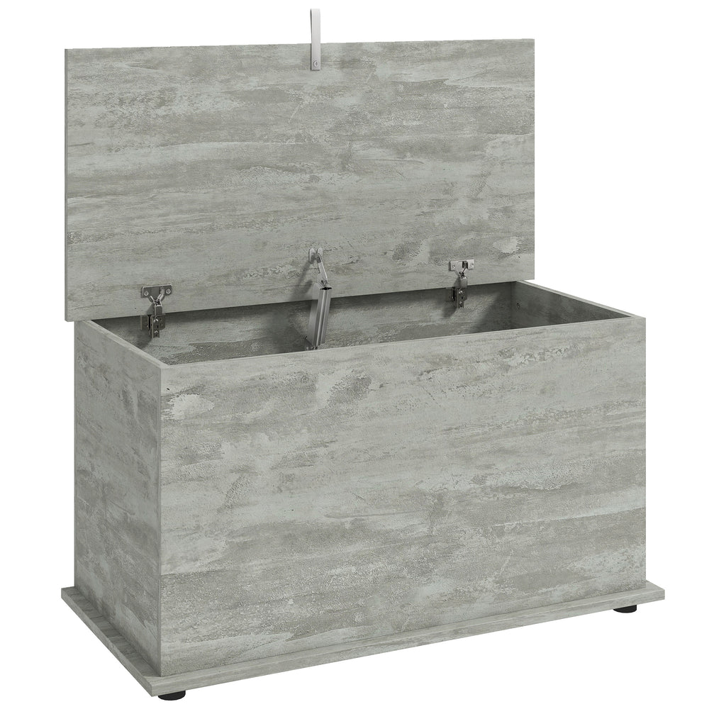 HOMCOM Storage Chest, 102L Blanket Box, Shoe Bench with Safety Hinged Lid, Bed End Bench for Bedroom, 80 x 40 x 45cm, Grey