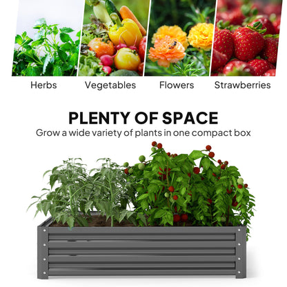 Outsunny 432L Square Raised Garden Bed Box Steel Frame for Vegetables, Flowers and Herbs, 120 x 120 x 30cm, Light Grey